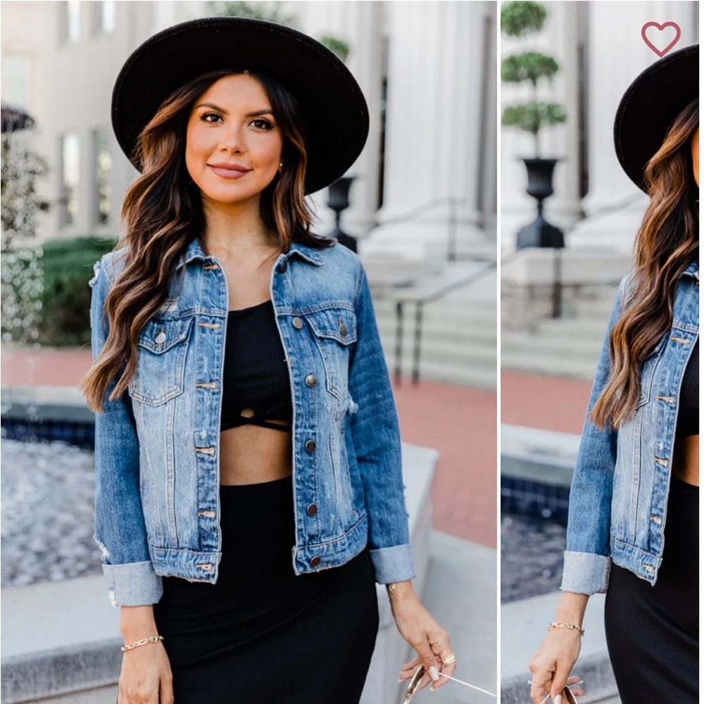 NWT Distressed Denim Jacket